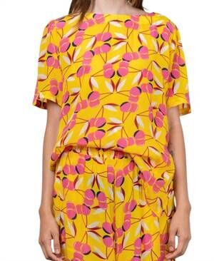 NEW SHINE cherry silk tee in yellow